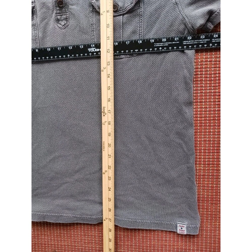 Lucky Brand Polo Shirt Men XL Gray Pullover Double Pocket Short Sleeve - Picture 4 of 4